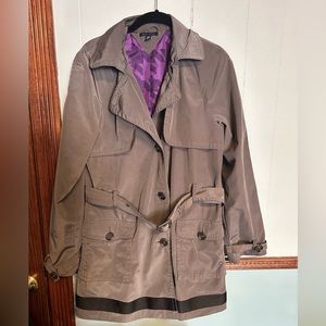 Tommy Hilfiger Gray/Black Belted Trench/Raincoat / Size: Large